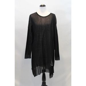 STUDIO B3 Sz 40/42 L XL Black Gray Layered Tunic Writing NWT